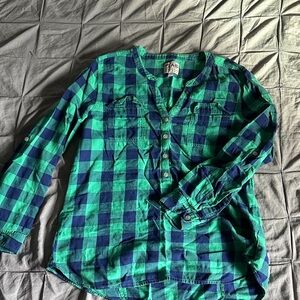 Old Navy Green and Blue Plaid Shirt